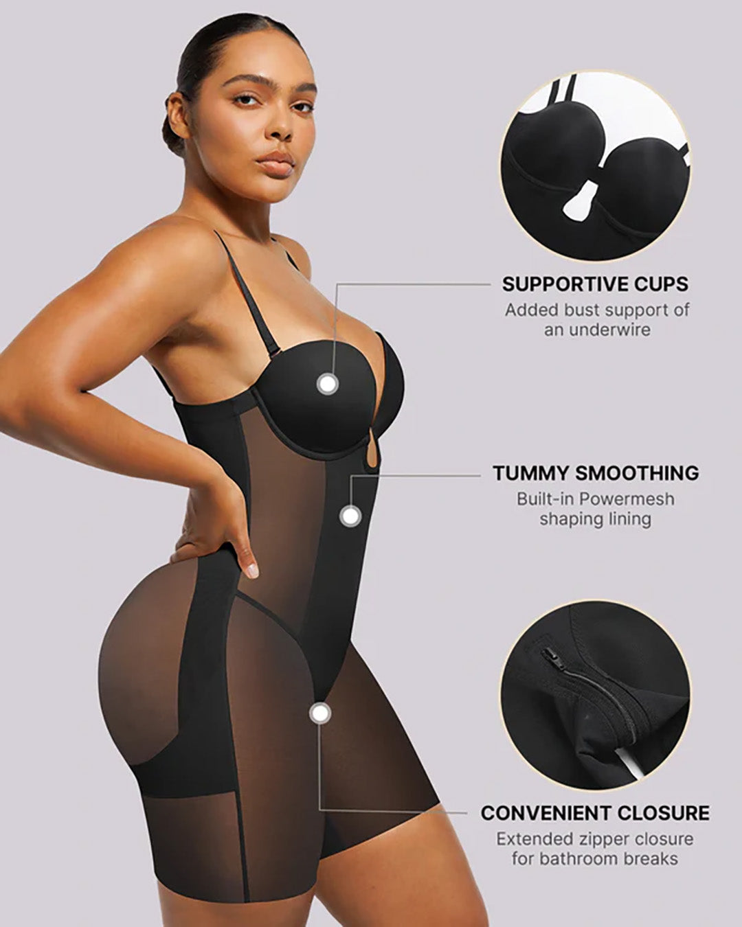 Trovyaa™ MeshSmooth-Deep Plunge Bodysuit